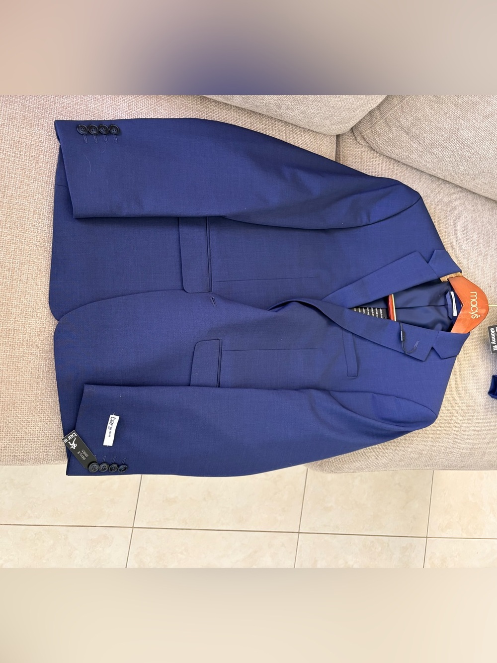 Bar III Men's Navy Blue Single-Breasted Suit Jacket